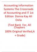 Test Bank For Accounting Information Systems The Crossroads of Accounting and IT 1Edition Donna Kay Ali Ovlia
