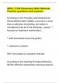 WGU C109 Elementary Math Methods Practice questions and answers.