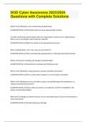 DOD Cyber Awareness 2023&sol;2024 Questions with Complete Solutions