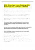 DOD Cyber Awareness Challenge 2024 Questions with Complete Solutions
