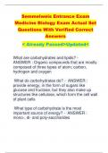 Semmelweis Entrance Exam  Medicine Biology Exam Actual Set  Questions With Verified Correct  Answers < Already Passed>Updated<