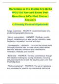 Marketing in the Digital Era D373  WGU OA Revised Exam Test  Questions &Verified Correct  Answers < Already Passed>Updated<