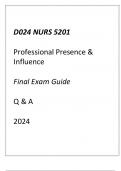(WGU D024) NURS 5201 Professional Presence & Influence Final Exam Guide Q & A 2024.