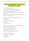 CHEM 1305 UPDATED Exam Questions  and CORRECT Answers