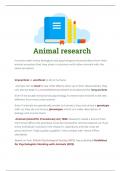 a level psychology animal research notes 