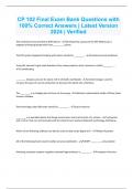 CP 102 Final Exam Bank Questions with 100&percnt; Correct Answers &vert; Latest Version 2024 &vert; Verified