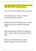 The Warsaw Pact 1955 exam study guide 2024 with 100&percnt; correct answers