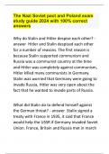 The Nazi Soviet pact and Poland exam study guide 2024 with 100&percnt; correct answers