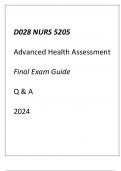 (WGU D028) NURS 5205 Advanced Health Assessment Nursing Final Exam Guide Q & A 2024.