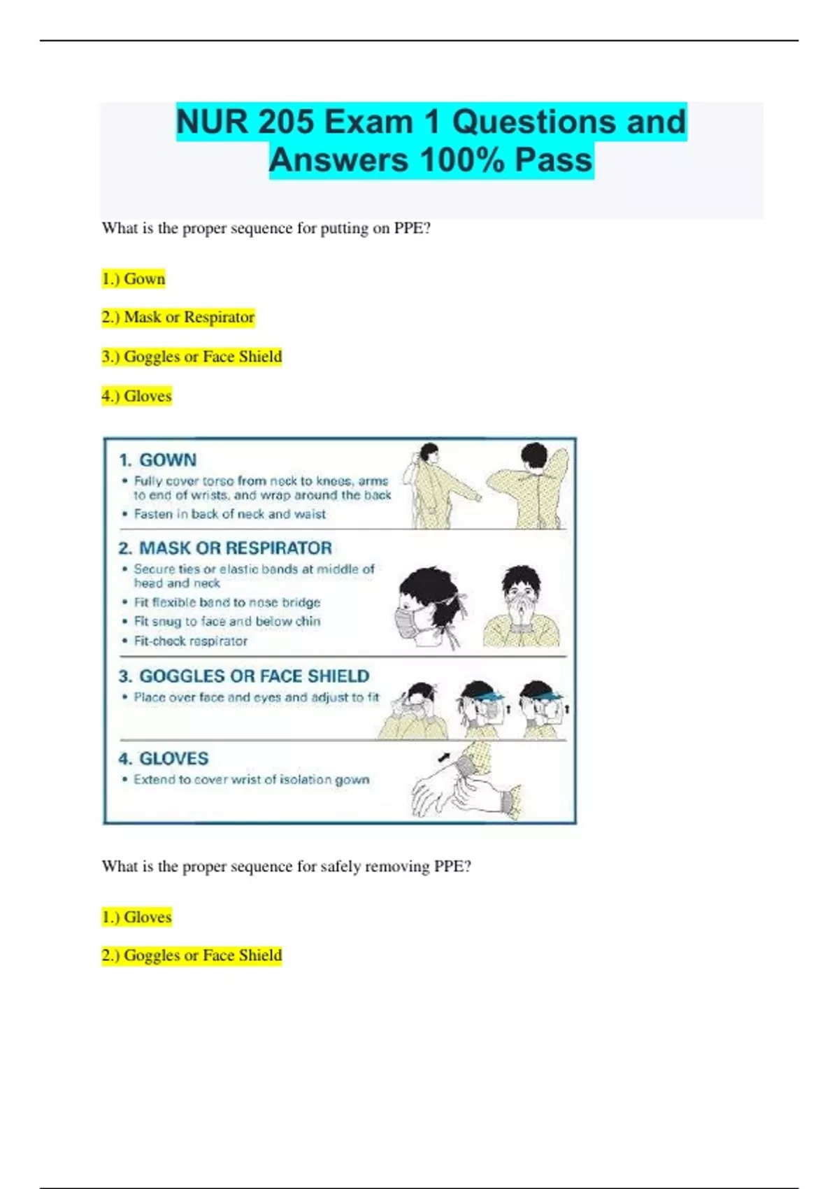 NUR 205 Exam 1 Questions and Answers 100% Pass - NUR 205 - Stuvia US