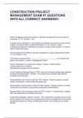CONSTRUCTION PROJECT MANAGEMENT EXAM &num;1 QUESTIONS WITH ALL CORRECT ANSWERS&excl;&excl;