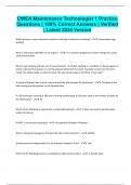 CWEA Maintenance Technologist 1 Practice Questions &vert; 100&percnt; Correct Answers &vert; Verified &vert; Latest 2024 Version