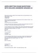 ARPA WRITTEN EXAM QUESTIONS WITH SOLVED ANSWERS GRADED A&plus;