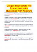 Oregon Real Estate PSI Exam - Instructor Questions with Answers