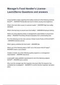 Manager's Food Handler's License- Learn2Serve Questions and answers 