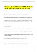 HESI A2 V1 CHEMISTRY EXAM 2024 -25 WITH 100% ACCURATE SOLUTIONS
