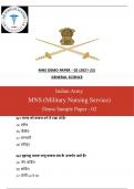 Indian Army MNS (Military Nursing Service) Demo Sample Paper - 02