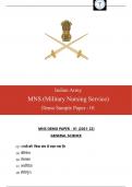 Indian Army MNS (Military Nursing Service) Demo Sample Paper - 01