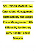 SOLUTIONS MANUAL for Operations Management: Sustainability and Supply Chain Management 14th Edition By Jay Heizer; Barry Render; Chuck Munson