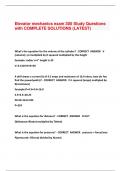 Elevator mechanics exam 300 Study Questions  with COMPLETE SOLUTIONS (LATEST)
