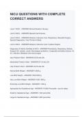  NICU QUESTIONS WITH COMPLETE CORRECT ANSWERS