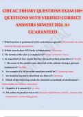 CIBTAC THEORY QUESTIONS EXAM 100+ QUESTIONS WITH VERIFIED CORRECT ANSWERS NEWEST 2024. A+ GUARANTEED.
