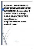 LJU4801 PORTFOLIO MAY JUNE (COMPLETE ANSWERS) Semester 1 2024 - DUE 22 May 2024;100% TRUSTED workings, explanations and soluti ons