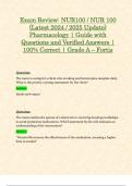 Exam Review: NUR100 / NUR 100 (Latest 2024 / 2025 Update) Pharmacology | Guide with Questions and Verified Answers | 100% Correct | Grade A – Fortis