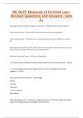 NC BLET Elements of Criminal Law &sol; Revised Questions and Answers &sol; sure A
