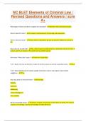 NC BLET Elements of Criminal Law &sol; Revised Questions and Answers &sol; sure A&plus;