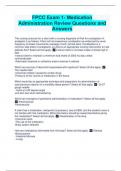 FPCC Exam 1- Medication Administration Review Questions and Answers