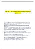  CRCR Practice Questions with complete solutions.