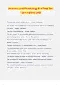 Anatomy and Physiology Pre&sol;Post Test 100&percnt; Solved 2024