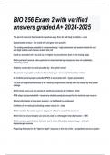 BIO 256 Exam 2 with verified answers graded A+ 2024-2025 