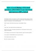 AQA A Level Biology 4/5/6 mark  questions (2024/2025) Exam Questions  and Answers 100% Solved 