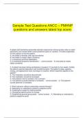   Sample Test Questions ANCC – PMHNP questions and answers latest top score.