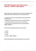 ACE TEST Questions with 100&percnt; Correct  Answers &vert; Verified &vert; Latest Update 