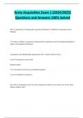 Army Acquisition Exam 1 &lpar;2024&sol;2025&rpar;  Questions and Answers 100&percnt; Solved 