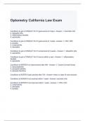 Optometry California Law Exam with complete solutions