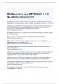 CA Optometry Law (M-PO-DA-F + UC) Questions and Answers