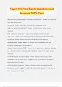 Psych 115 Final Exam Questions and Answers 100&percnt; Pass
