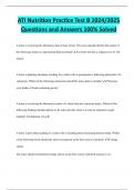 ATI Nutrition Practice Test B 2024&sol;2025  Questions and Answers 100&percnt; Solved 