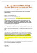 NY Life Insurance Exam Review Revised Questions and Answers &sol; Sure A &plus;