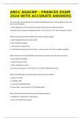 ANCC AGACNP &ndash; FRANCES EXAM 2024 WITH ACCURATE ANSWERS