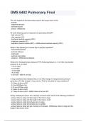 GMS 6402 Pulmonary Final questions and answers A+ score assured 2024/2025