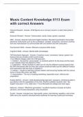 Music Content Knowledge 5113 Exam with correct Answers