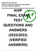AHIP Final Exam Test Questions and Answers (2022/2023) (Verified Answers) | 