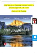 TEST BANK For Auditing & Assurance Services&colon; A Systematic Approach&comma; 11th Edition By William Messier Jr&comma; Steven Glover&comma; Verified Chapters 1 - 21&comma; Complete Newest Version