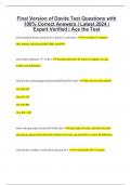 Final Version of Davita Test Questions with 100% Correct Answers | Latest 2024 | Expert Verified | Ace the Test