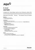 AQA A level HISTORY 7042/1D QUESTION PAPER 1D 2023 (Component 1D Stuart Britain and the crisis of Mornarchy,1603-1702)